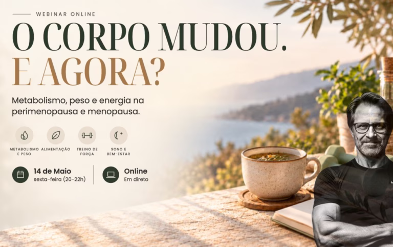 Capa do webinar O Corpo Mudou. E Agora? Perimenopausa e menopausa, 14 de maio de 2027