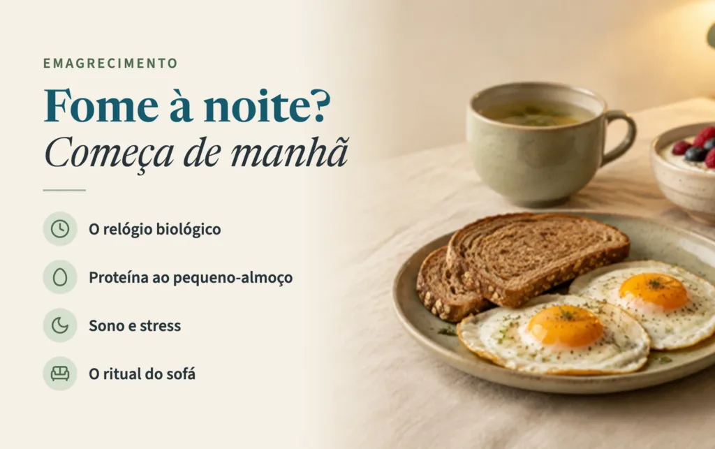 Pequeno-almoço com ovos estrelados, pão integral, chá e iogurte: fome à noite começa de manhã