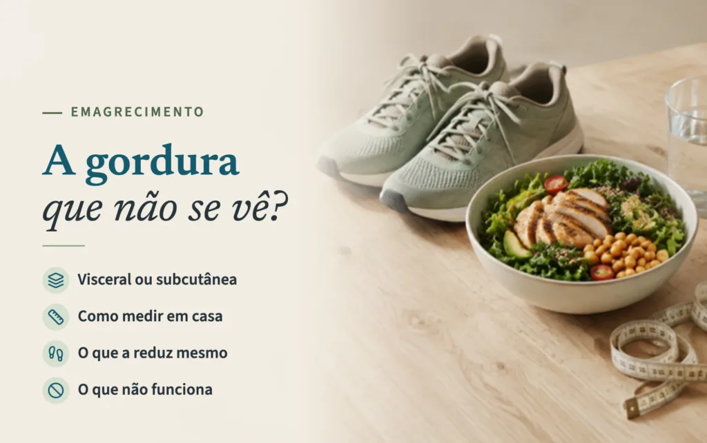 Ténis de corrida, taça com frango grelhado, grão e folhas verdes, copo de água e fita métrica numa mesa de madeira