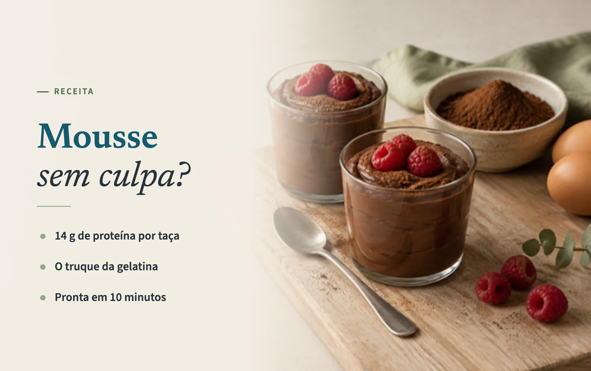 Read more about the article Mousse de chocolate proteica: sobremesa low carb com ovos e iogurte