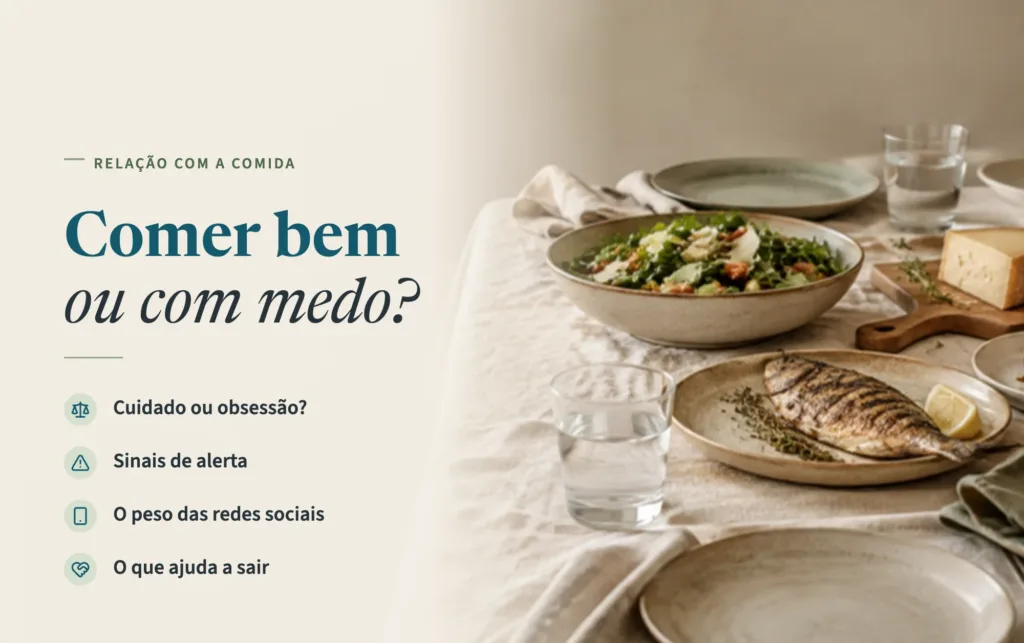Mesa posta para uma refeição partilhada com salada, peixe grelhado, queijo e bolo