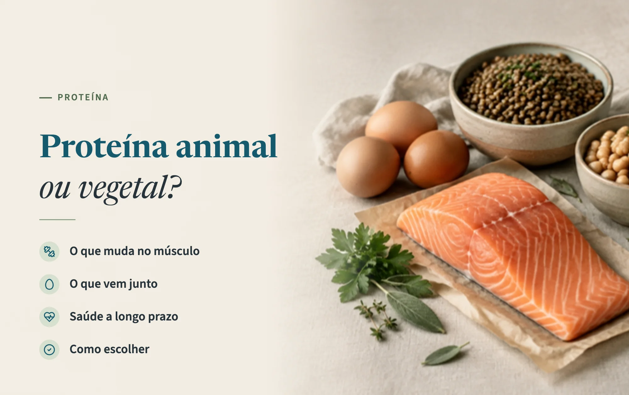 Read more about the article Proteína animal vs vegetal: são todas iguais? O que muda no músculo e na saúde